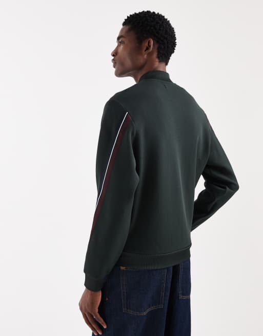 Fred Perry – Mörkgrön träningsjacka i pikétyg med randig, tejpad logga, 3 av 5