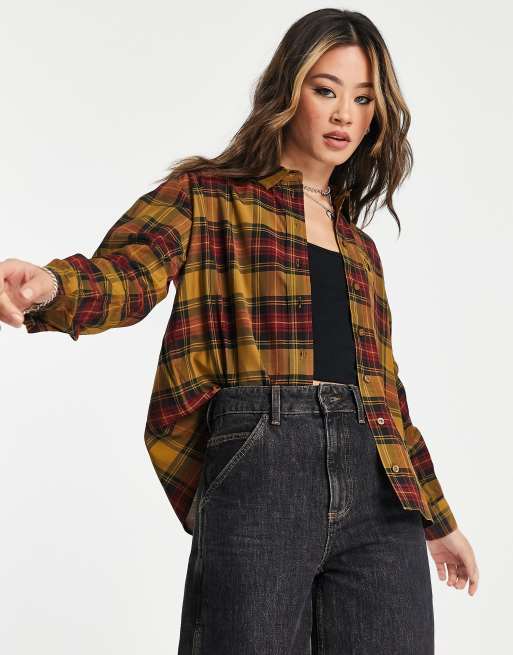 Fred Perry – Mörkt karamellbrun, skotskrutig skjorta