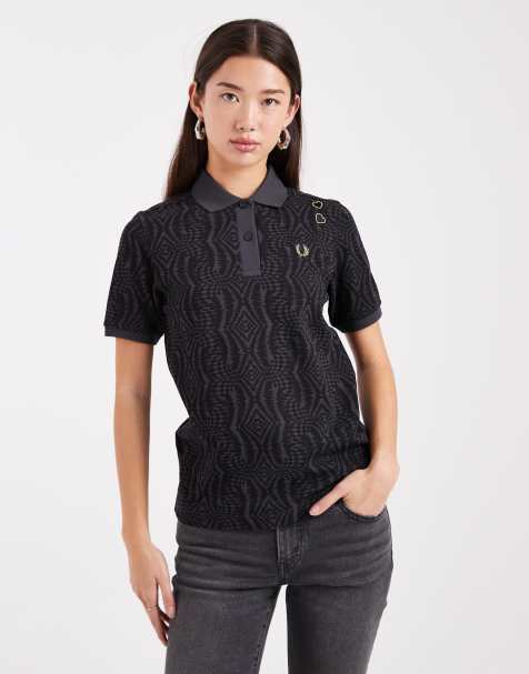 Fred Perry - Mørkegrå poloskjorte med print - view 1