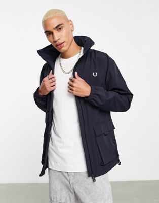 Fred Perry neck logo parka in navy