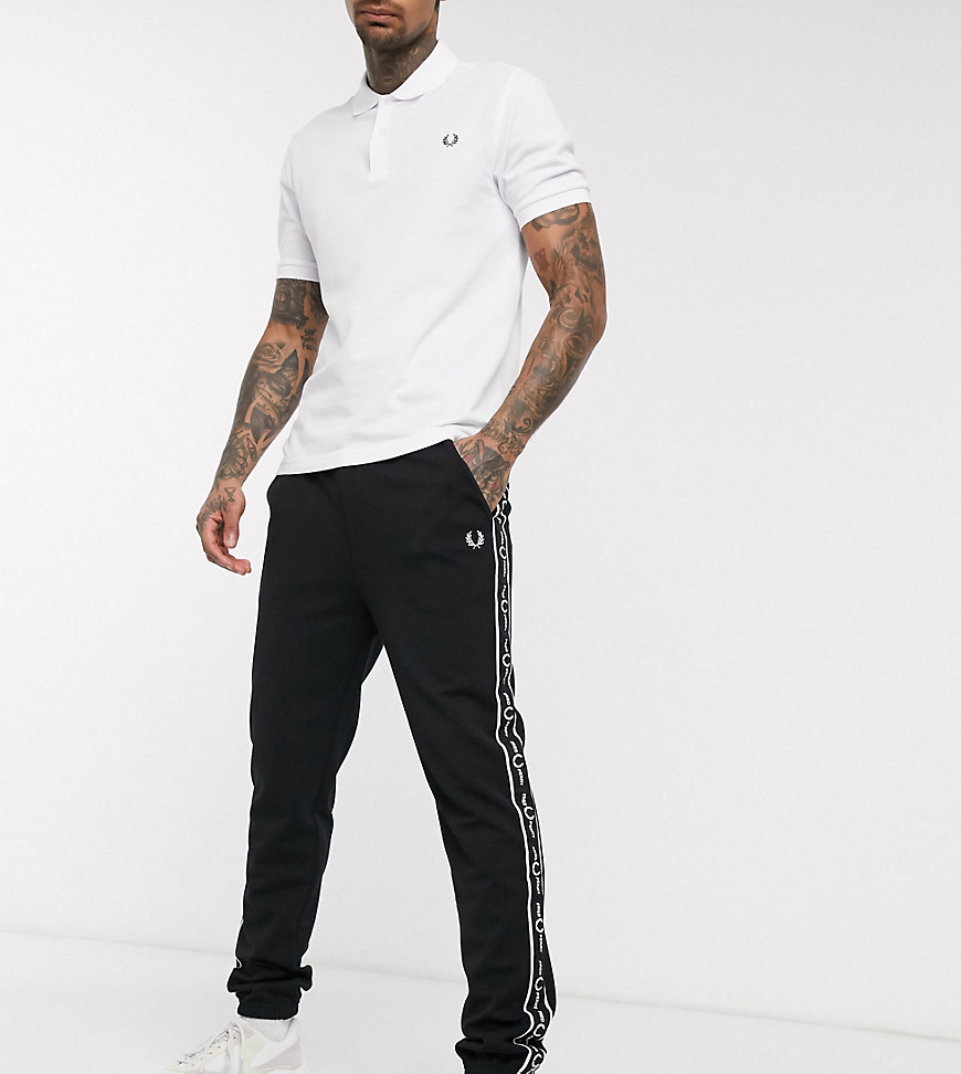 Fred Perry new logo taped sweatpants in black Exclusive at ASOS