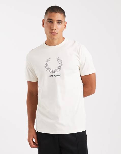Fred Perry outline wreath graphic t-shirt in ecru - view 1