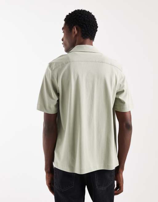 Fred Perry - Overhemd met korte mouwen, reverskraag en logo in lichtgroen, 2 van 5