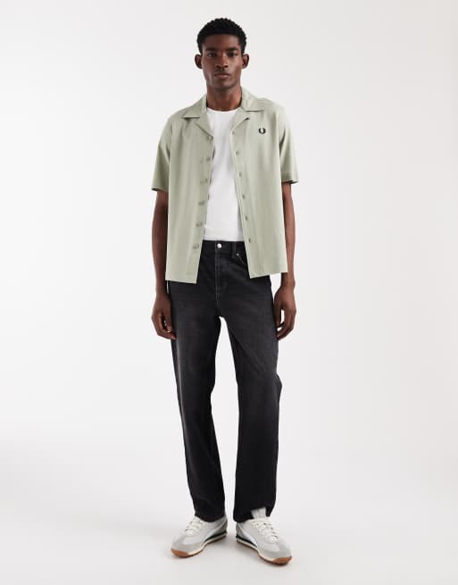 Fred Perry - Overhemd met korte mouwen, reverskraag en logo in lichtgroen, 3 van 5