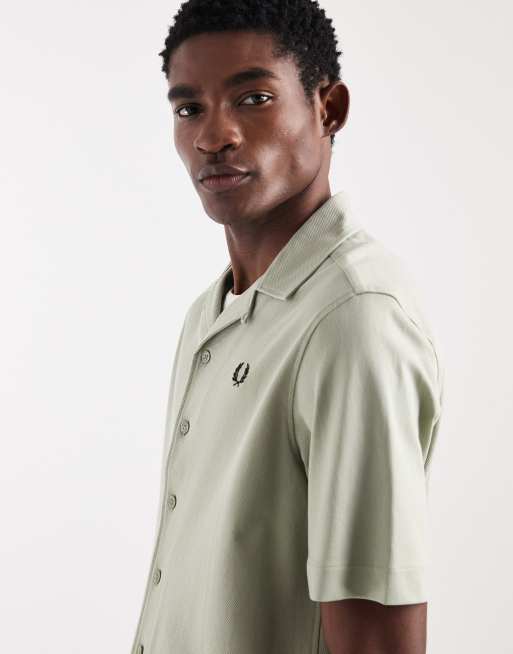 Fred Perry - Overhemd met korte mouwen, reverskraag en logo in lichtgroen, 4 van 5