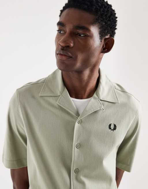 Fred Perry - Overhemd met korte mouwen, reverskraag en logo in lichtgroen, 5 van 5