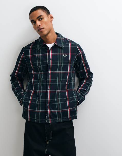 Fred Perry overshirt a quadri scozzesi blu navy - view 1