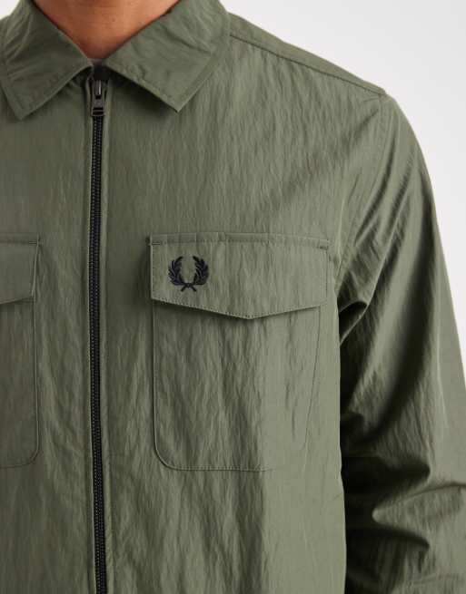 Fred Perry - Overshirt met rits in kaki, 5 van 5