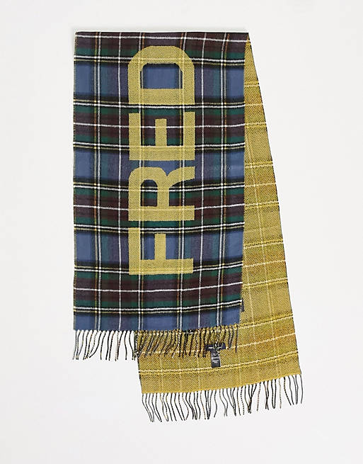 Fred Perry oversized branded check scarf in multi | ASOS