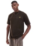 [Fred Perry] Fred Perry oversized heavyweight t-shirt in brown S Brown