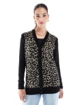 [Fred Perry] Fred Perry oversized leopard print knitted vest in beige-Neutral 34 Warm grey