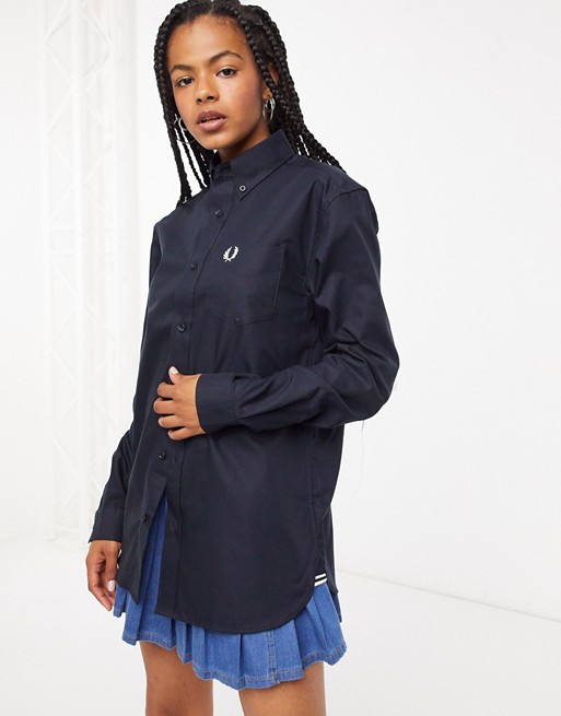 Fred Perry oversized mensy oxford shirt in navy