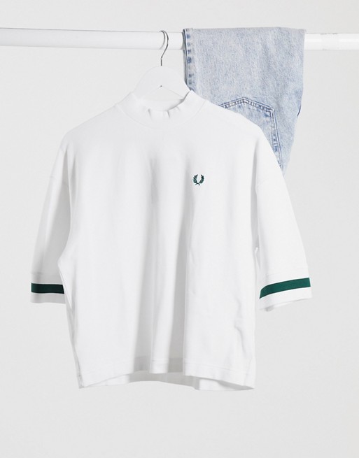 Fred Perry oversized pique t-shirt in white