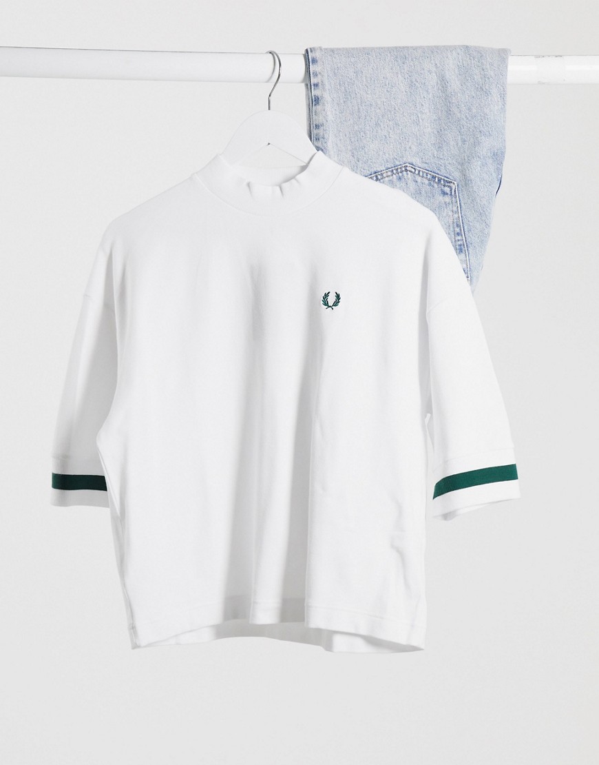 Fred Perry - Oversized piqué T-shirt in wit