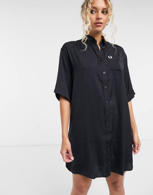 Fred Perry oversized shirt dress in navy