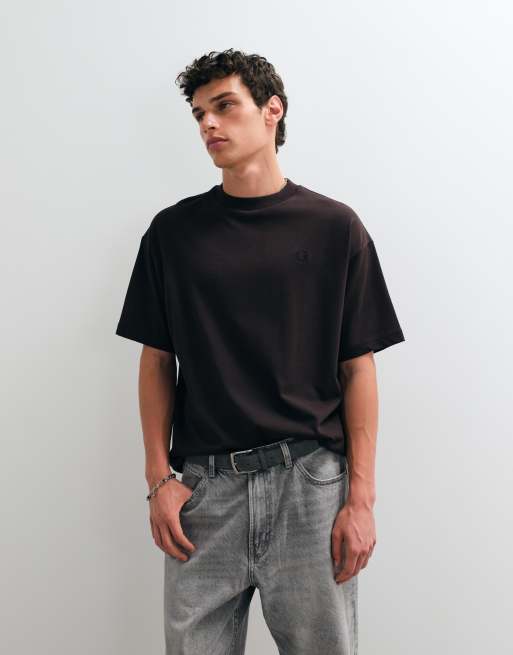 Fred Perry oversized t-shirt in dark brown , 2 of 5