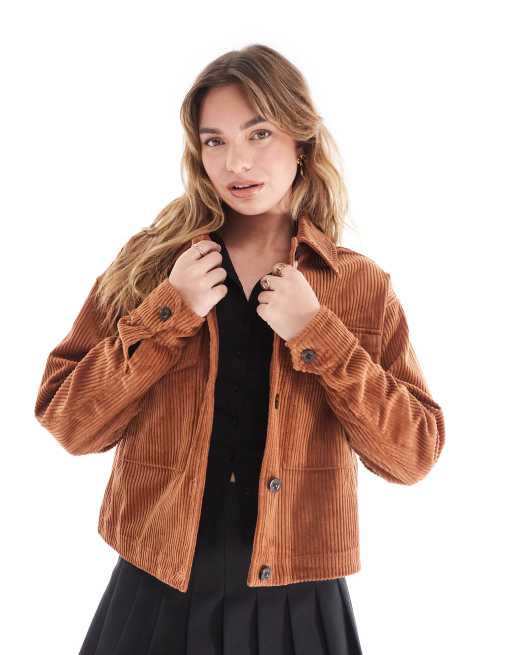 Fred Perry - Oversized trucker jack van corduroy in donker oranje