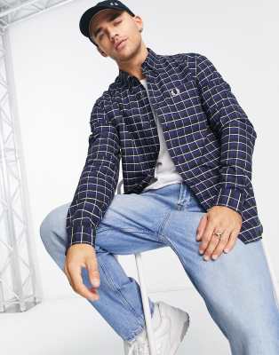 Fred Perry oxford check shirt in navy - ASOS Price Checker