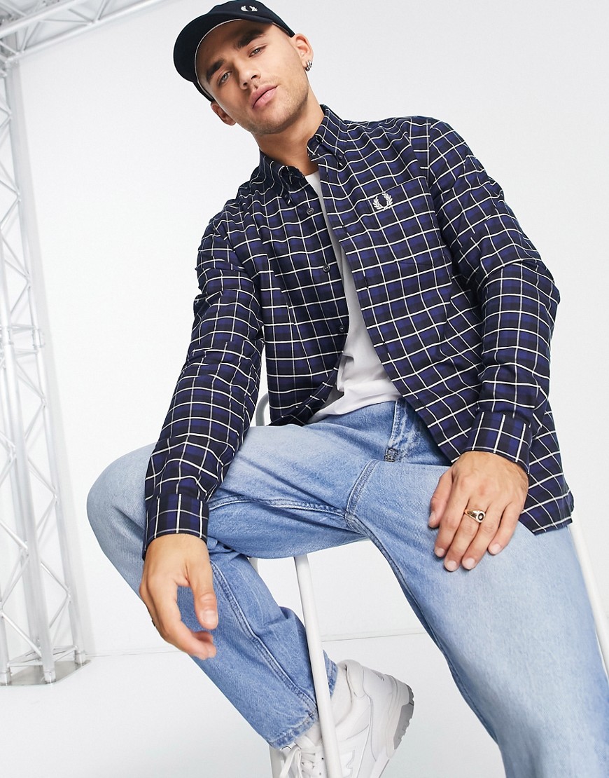 Fred Perry oxford check shirt in navy
