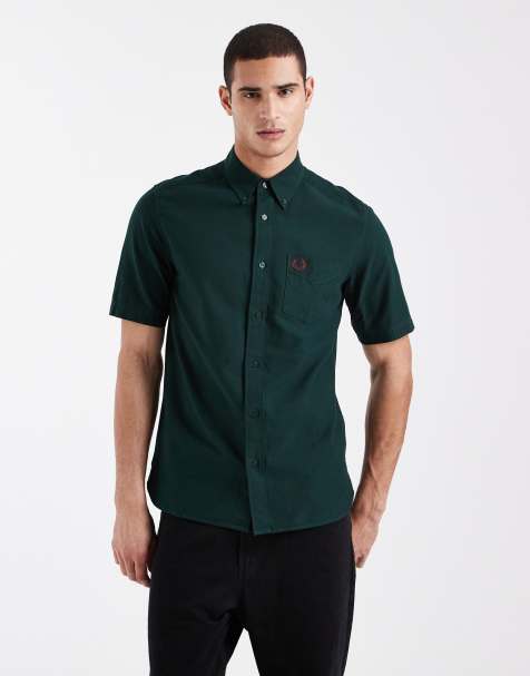 Fred Perry Oxford logo shirt in dark green