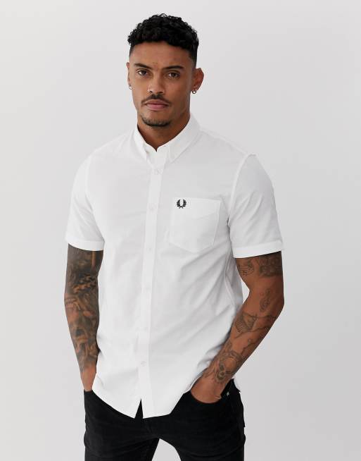 Fred Perry - Oxford overhemd met korte mouwen in wit