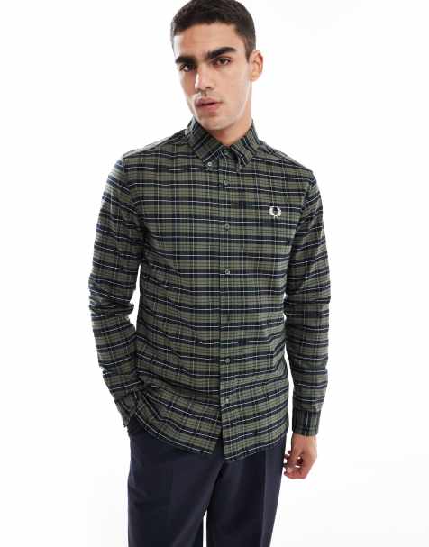 Fred Perry - Oxford overhemd met lange mouwen en Schotse ruit in groen - view 1