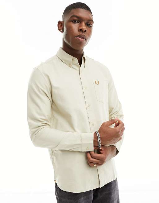Fred Perry - Oxford overhemd met lange mouwen in lichtbeige