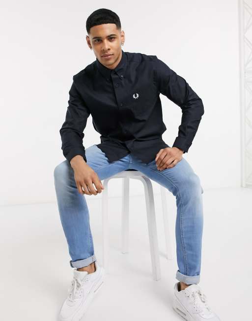 Fred Perry oxford shirt in navy, 4 of 4