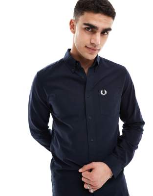 Fred Perry M8501 Button-down Shirt In Cotton Oxford In Navy