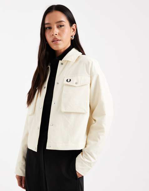 Fred Perry padded overshirt in ecru