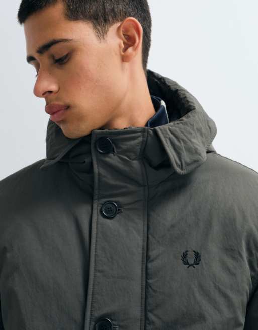 Fred Perry padded patch pocket parka in khaki, 2 of 5