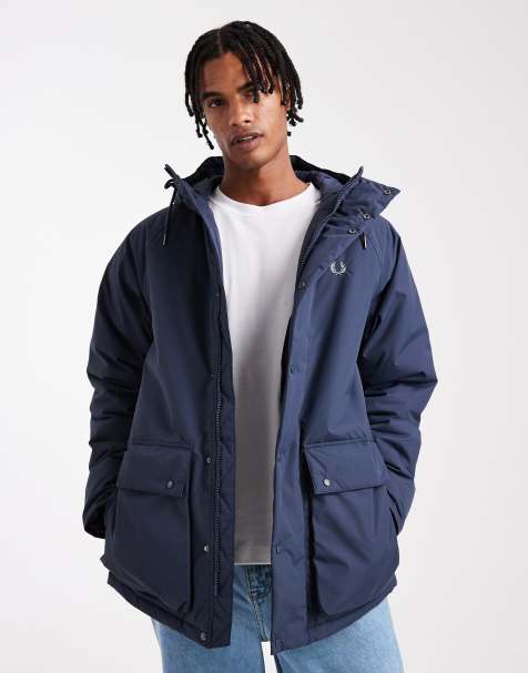Fred Perry padded zip through jacket in navy - view 1