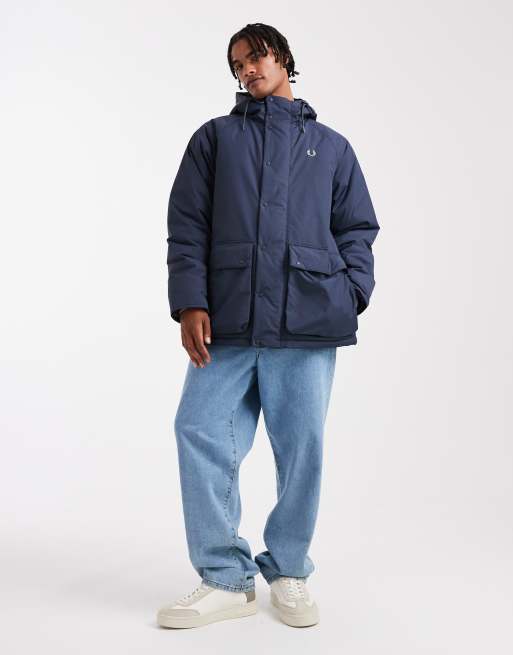 Fred Perry padded zip through jacket in navy ASOS