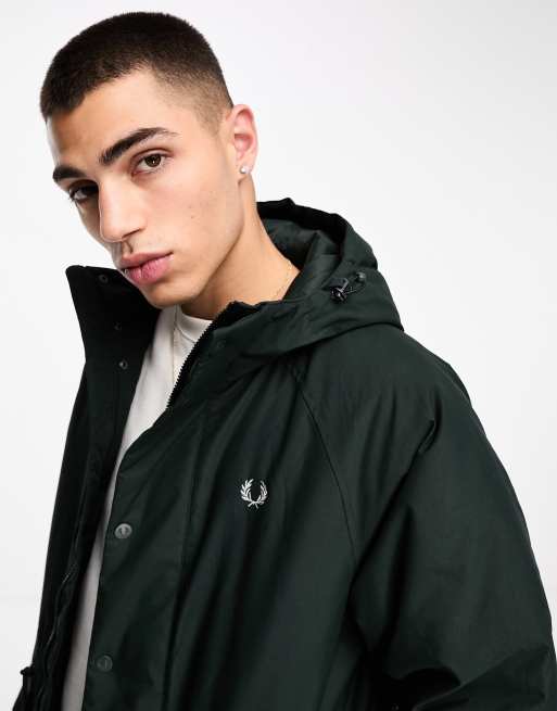 Fred Perry padded zip through jacket in night green | ASOS