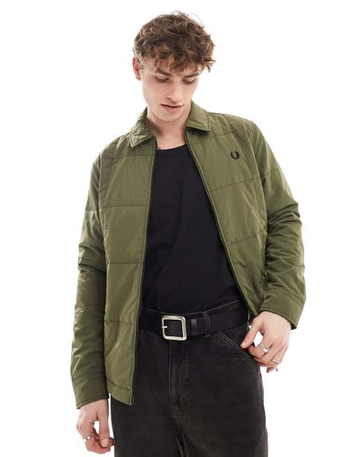 Fred Perry padded zip thru jacket in uniform green | ASOS