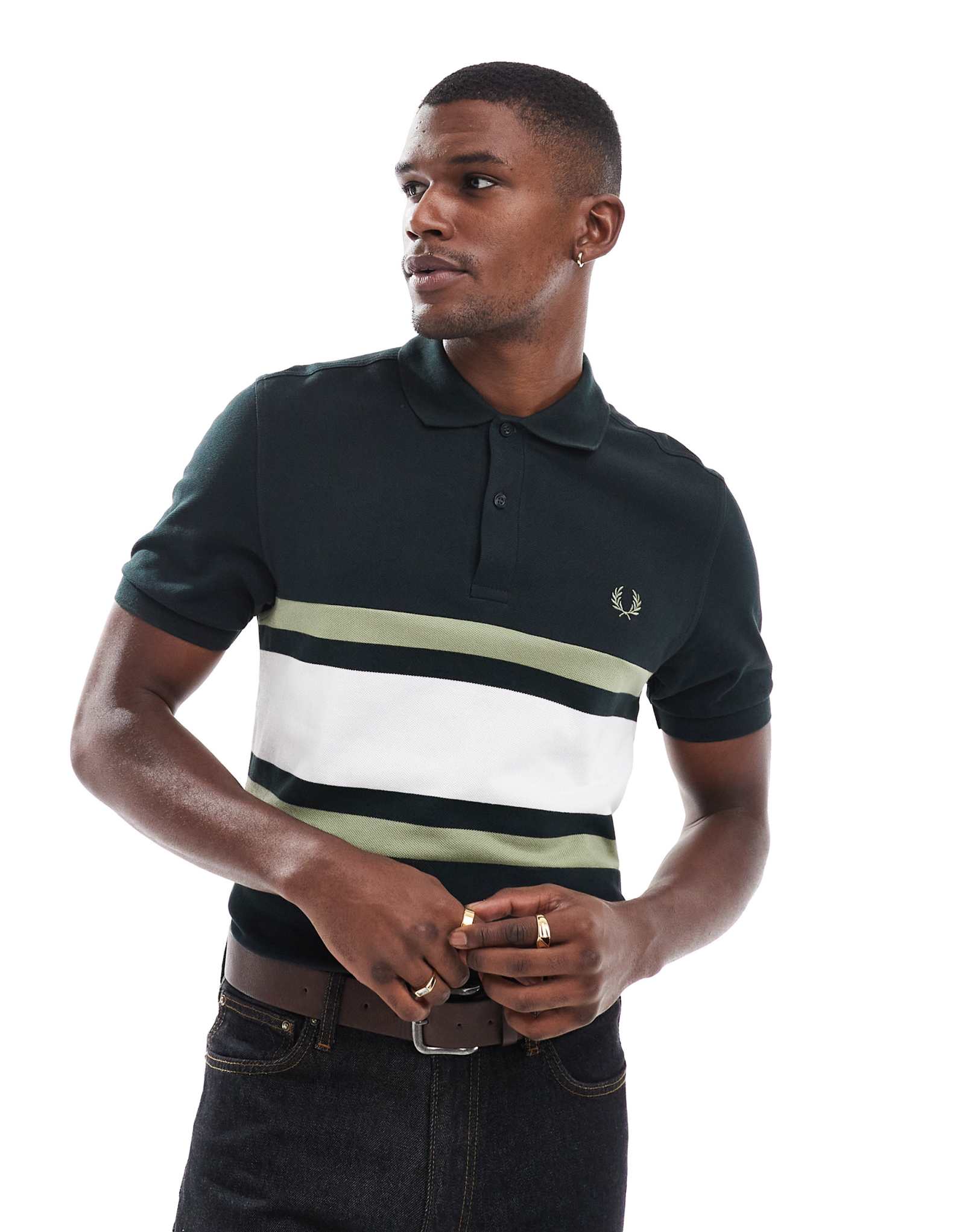 Рубашка поло Fred Perry с панелями темно-зеленого цвета