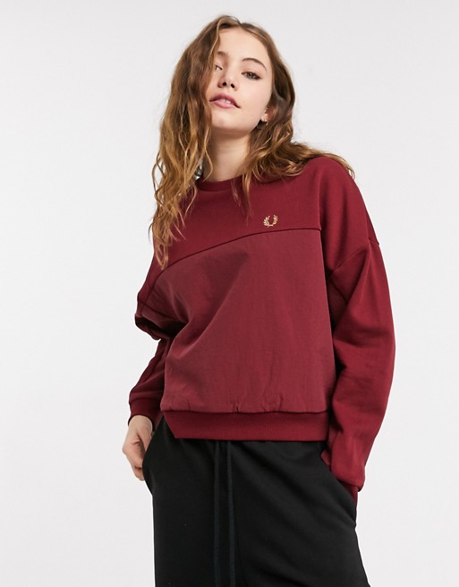 Fred Perry panelled sweatshirt in deep red