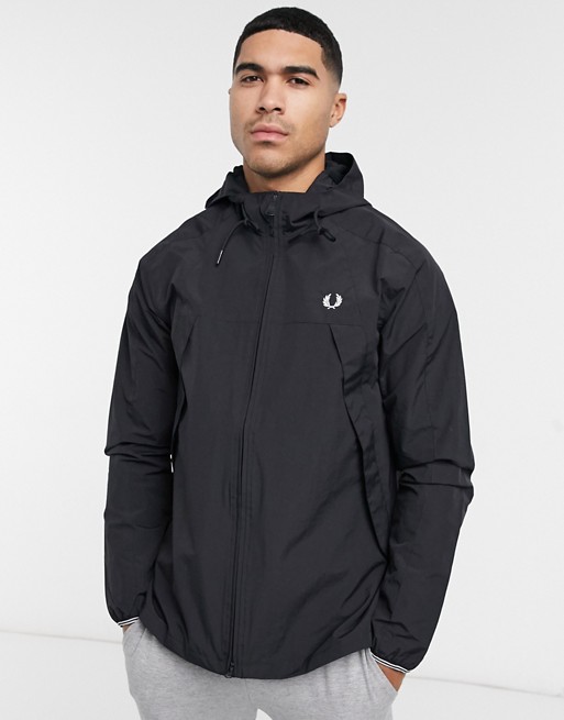 Fred Perry panelled zip through jacket in black