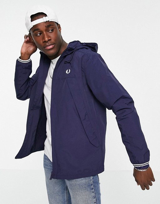 Fred Perry panelled zip through jacket in blue