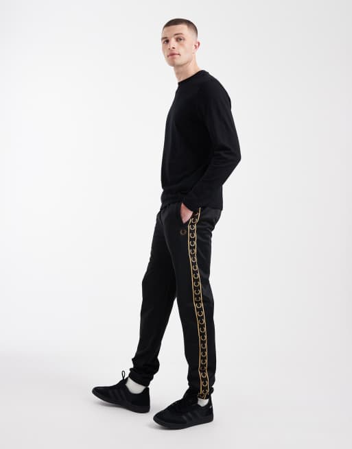 Fred Perry - Pantalon de survêtement à logo et bande contrastante - Noir, 3 de 5