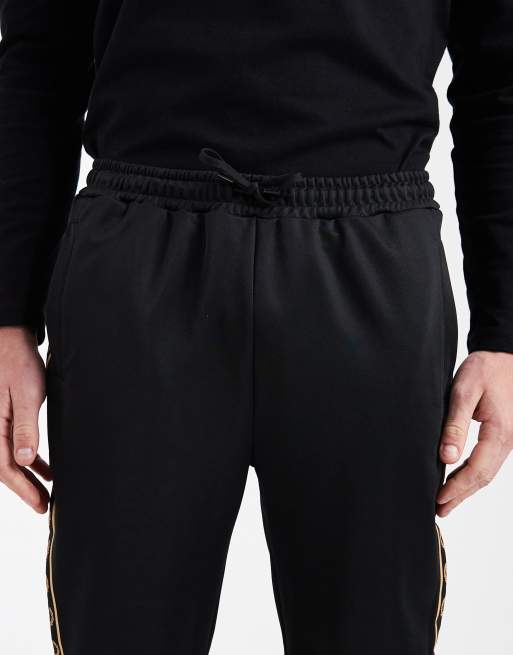 Fred Perry - Pantalon de survêtement à logo et bande contrastante - Noir, 4 de 5