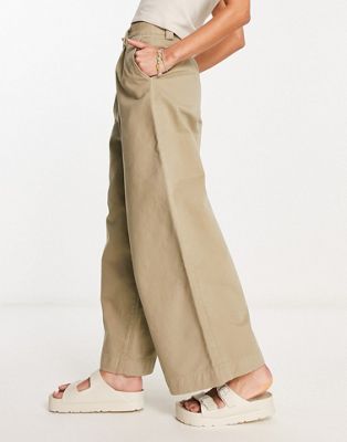 Fred Perry wide leg trousers in warm stone - ASOS Price Checker