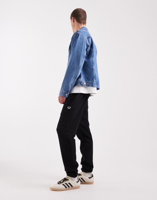 Fred Perry - Pantaloni della tuta neri con rovescio a ricci, 2 di 5