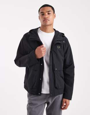 Fred Perry Parka Jacket In Black
