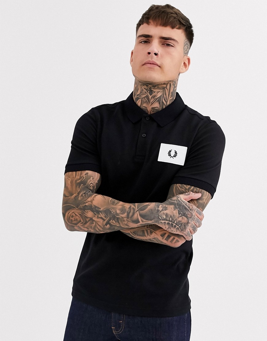 Fred Perry patch logo polo in black