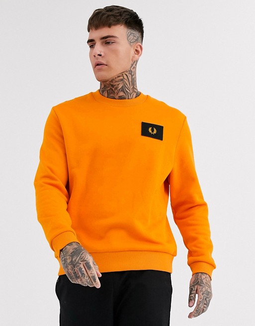 Fred Perry patch logo sweat in yellow