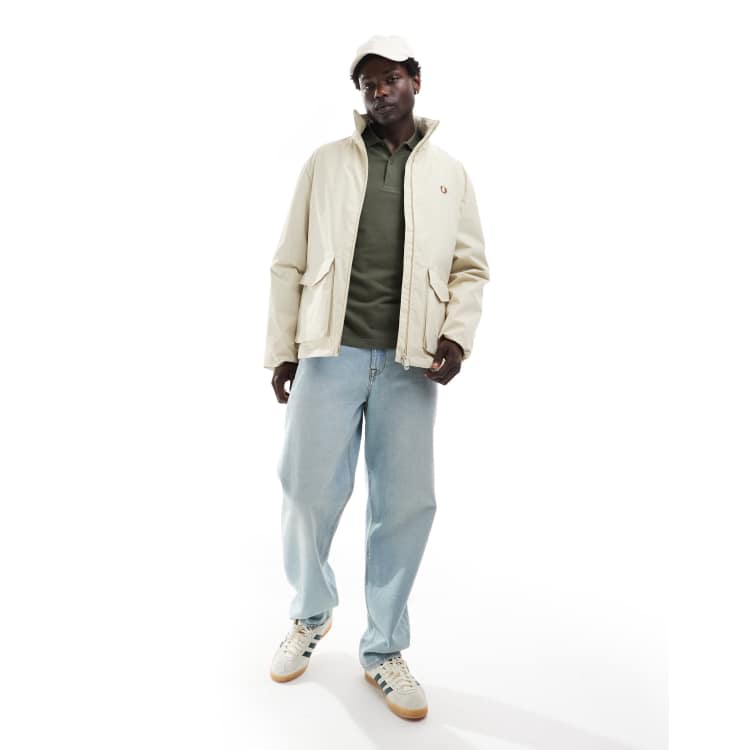 ウォーキング・ランニングウェア Portugal FRED PERRY track top beige S Fred Perry Taped Track Jacket - Light Oyster - J3554