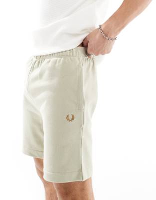 Fred Perry Peached Sweatshirt Fabric Shorts In Beige-neutral