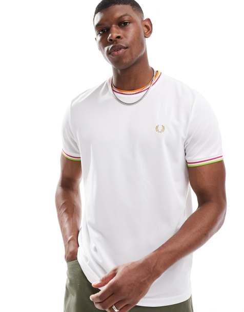 Fred Perry - Performance Tennis - T-shirt met een dubbel gekleurd randje in wit - view 1