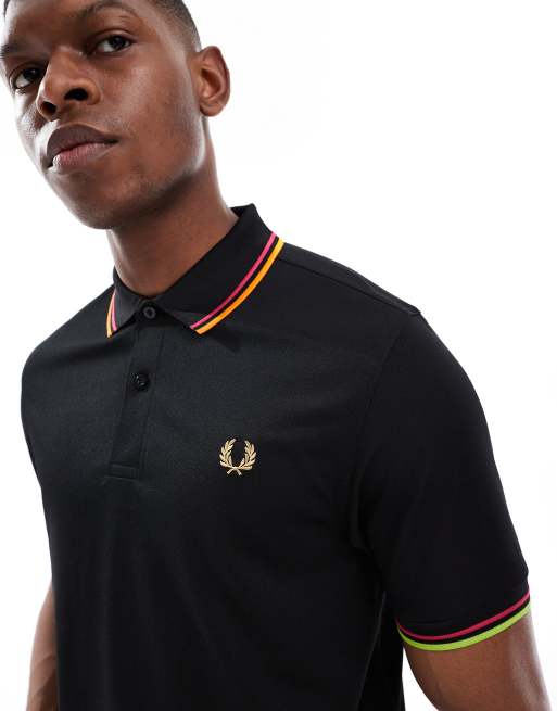 Fred Perry performance tennis twin tipped short sleeve polo shirt in black